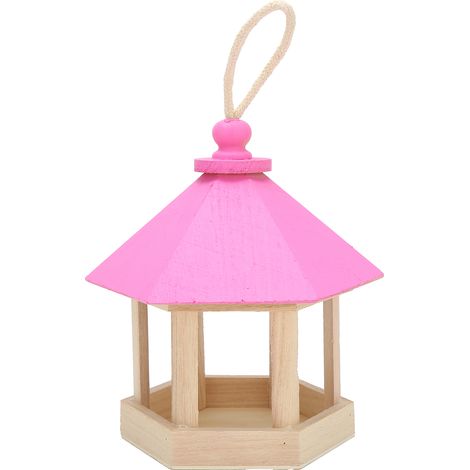 Mangeoire à oiseaux en bois suspendue, forme hexagonale, maison pour oiseaux, décoration de jardin, nichoir extérieur (1/5)
