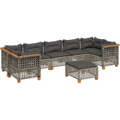 vidaXL Set Divano da Giardino 8 pz con Cuscini Grigio in Polyrattan (1/5)