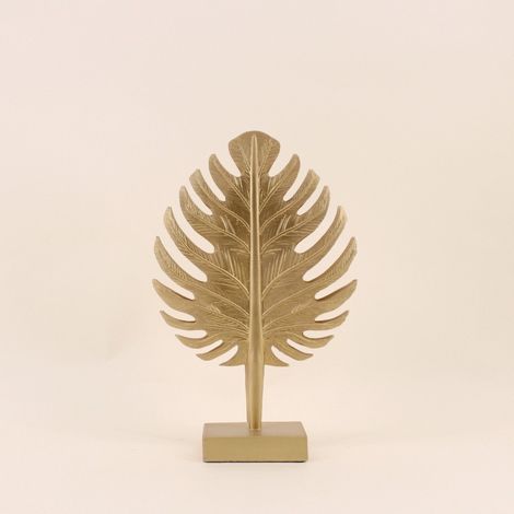 Statuette feuille en polyrésine doré 33cm (1/4)