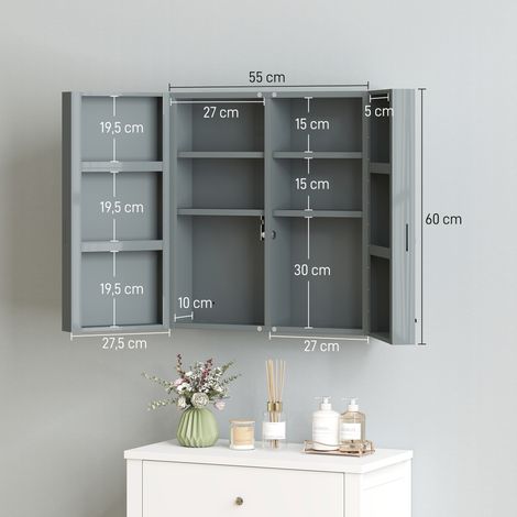 Armoire à pharmacie verrouillable à 2 portes et 6 étagères, gris anthracite (1/5)