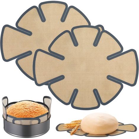 Fogli per stampi da pane 46 x 37 cm, riutilizzabili con manici sul bordo, adatti per stampi da pane rotondi (24 x 13 cm), grigi (1/5)