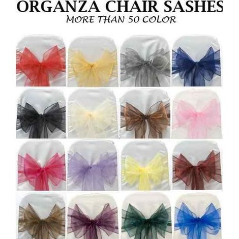 Nœuds De Chaise - Organza - Bleu Marine - 17 cm x 280 cm - Pour Mariage Et Événements - Pack De 50 (1/2)