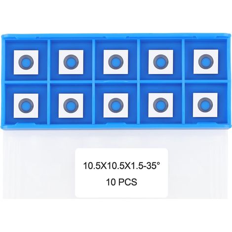 Plaquettes de coupe carrées droites en carbure de tungstène 10,5mm (10,5 x 10,5 x 1,5mm) pour outils tournage bois et Bois Spirale Raboteuse Head, 10 pièces (1/5)