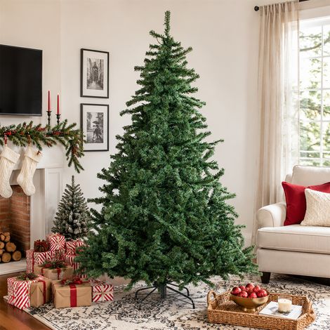 Abrihome 8ft Artificial Christmas Tree, 1512 PVC Tips, 11-Layer Branch Structure, Auto-Hinged, 32mm Metal Trunk & 60cm Stand, Green (1/5)