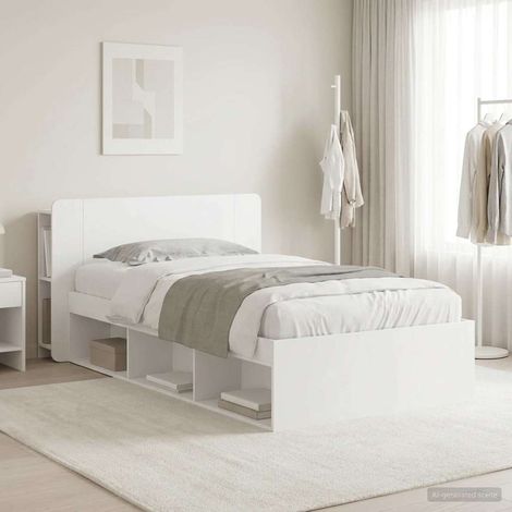 Cadre de lit avec rangements blanc en bois d’ingénierie 90 x 200 cm - PANGIVO (1/5)