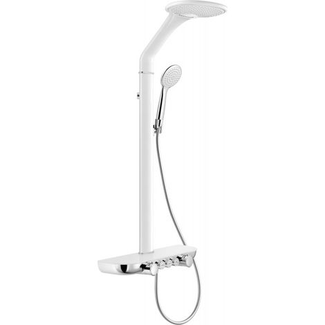 Mexen Bolt ensemble de douche mural avec pomme de douche et robinet, blanc/chrome - 78108-20 (1/2)