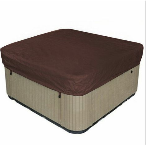 Déstockage Bache d'extérieur pour Spa Housse de Bain à Remous Carrée Etanche Couverture de Spa en Tissu Polyester 190T Anti-poussière Anti-UVavec Un Sac de Rangement ,Noir 207×207×30cm (1/3)
