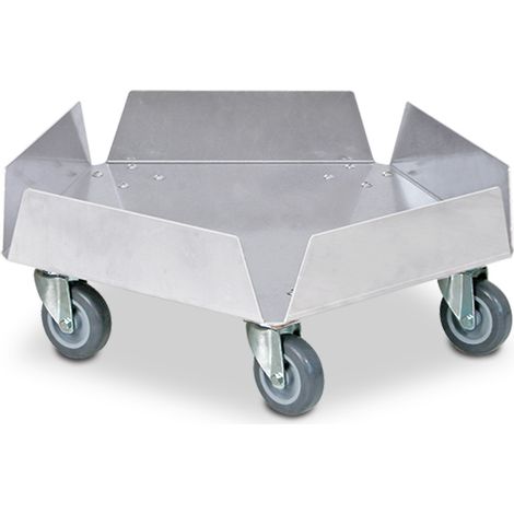 BRB Aluminium-tonne Roller avec roulettes et 5 roulettes pivotantes ø 75 mm galvanisé avec Polyuréthane Surface de course gris (1/2)