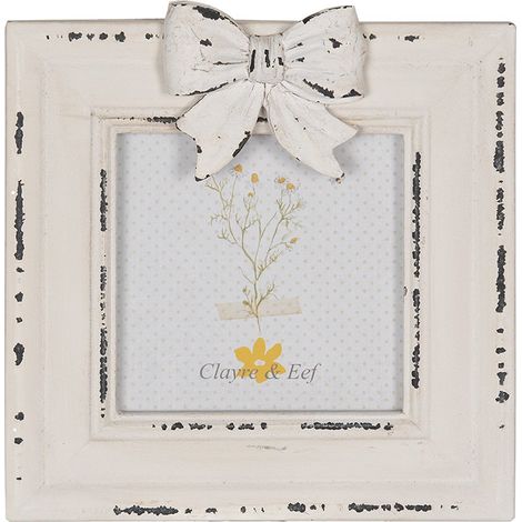 Cadre photo 10x10 cm en MDF blanc style brocante romantique à poser ou à suspendre - PANGIVO (1/2)