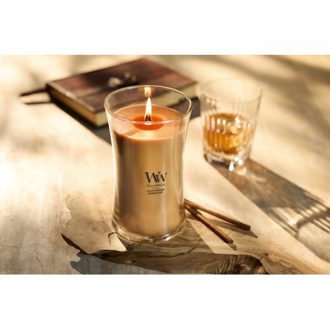 WOODWICK Candela a clessidra Grande Golden Bourbon