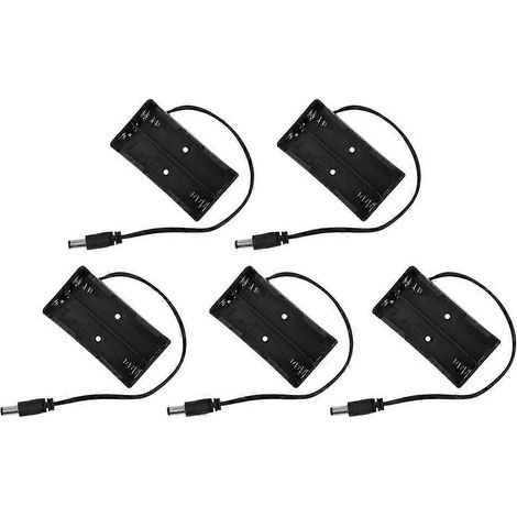 5er-Pack Aufbewahrungsboxen für 2 Batterien des Typs 18650 mit DC-Netzstecker (5,5 x 2,1 mm)