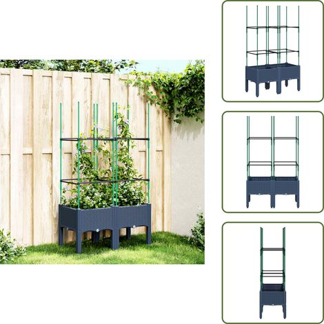 Pflanzkübel mit Rankgitter Grau 80x40x142,5 cm PP - Blumentopf - Kübel - Rankgitter - Gartenkultur - Balkonpflanze (1/5)