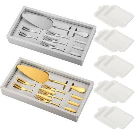 Pelle à gâteau,pelle à gâteau d'anniversaire en acier inoxydable,avec bord dentelé,fourchette assiette jetable,pour cuisine,mariage (1/4)
