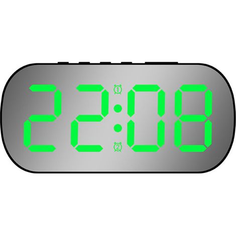 Digitaler Wecker, kleiner Tischwecker, LED-Spiegeldisplay, zwei Alarmstufen mit Schlummerfunktion, 5 Helligkeitsstufen einstellbar, geeignet für Schlafzimmer, Zuhause und Büro - Crezuo