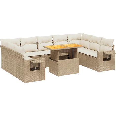 Maison Exclusive - Juego de sofás jardín con cojines beige 10 pza (1/3)