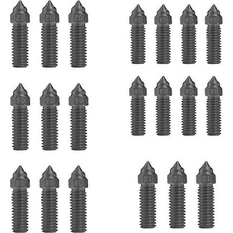 20 Stück gehärtete Stahldüsen für Creality K1/K1 Max/CR-M4/CR-10 SE/Ender3 V3 KE 3D-Drucker (0,2/0,4/0,6/0,8/1,0 mm) (1/5)