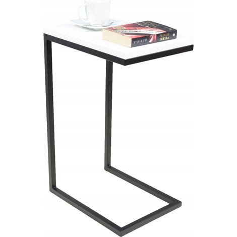 Mesa auxiliar fabricada con perfiles Negro Blanco Brillo (1/4)