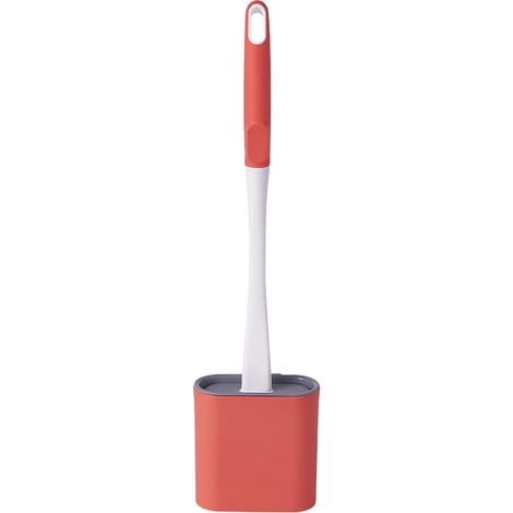 Brosse WC - Tete Plate En Silicone TPR - Système Double Evacuation - Support Mural Ou Au Sol - Séchage Rapide - Antistatique - 1 Piece