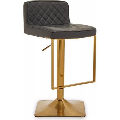 Premier Housewares Baina Dark Grey And Gold Square Base Bar Stool (1/5)