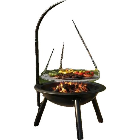 Braciere da esterno, barbecue a carbone, cottura multifunzionale, nero (1/5)