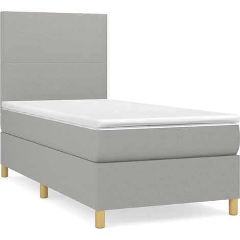 Maison Exclusive - Cama box spring con colchón tela gris claro 80 (1/5)