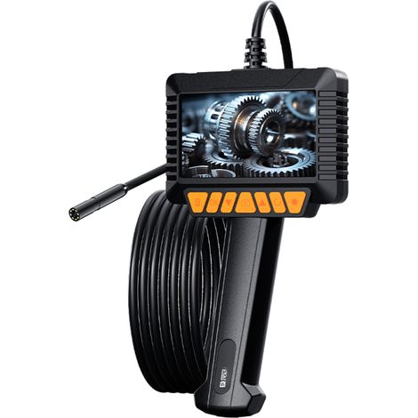 Caméra d'inspection industrielle avec écran LCD 4,3", endoscope étanche 1080p, objectif 8 mm, éclairage LED réglable, batterie rechargeable, câble semi-rigide de 2 m