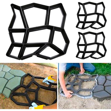 TolleTour 3pcs Moule béton plastique pour extérieur – Création de dalles et chemins de jardin, anticorrosion et durable