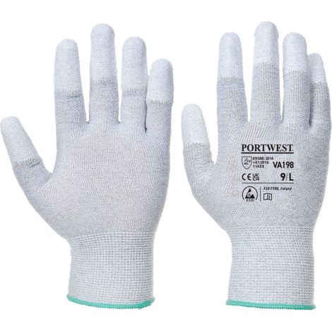 Guante antiestático Vending con las puntas cubiertas con PU GreyGrey XXSmall