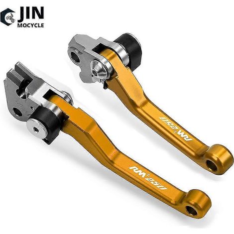 Leviers de frein et d'embrayage pliables et pivotants pour motocross Suzuki RMZ250 (2005-2006) - Paire dorée (1/5)