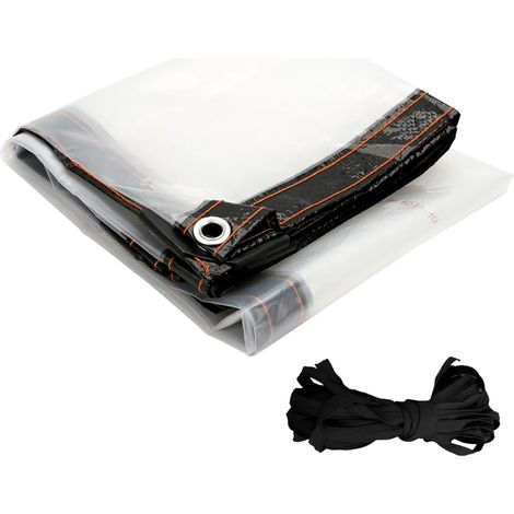 Auvent de panneau de superposition de bâche en PVC transparent imperméable avec œillets et corde 2 x 3 m (1/5)