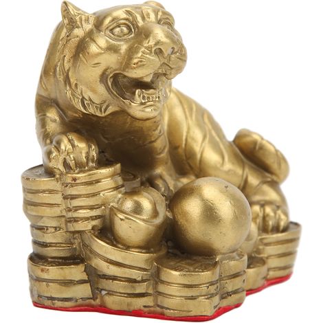 Statue de tigre en laiton, robuste et durable, porte-bonheur et prospérité, facile à nettoyer, un ornement tigre porte-bonheur pour la chambre et le bureau. (1/5)