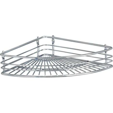 Étagère d'angle Milano chromée 31,5 cm avec vis pour rangement salle de bain angle étagère murale salle de bain design en métal robuste et durable parfaite pour les coins et vos soins quotidiens