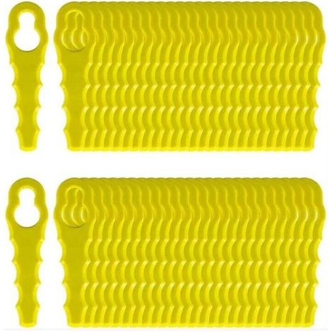 Lot de 100 Lames de Rechange compatible pour Ryobi Coupe Bordure, Têtes Double Lames Dentelées RAC155 RAC157 RAC158.. (1/4)