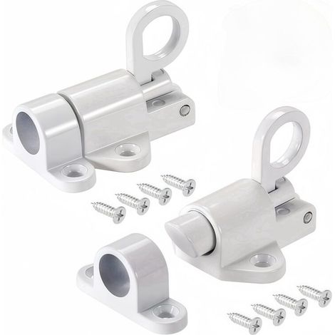 2 Pièces Verrou Porte à Rebond Loquet Porte en Alliage D'aluminium avec Vis Verrou à Ressort de Sécurité, Automatique Verrou Porte pour Portes en Bois Fenêtres Portes de Placard (Blanc)