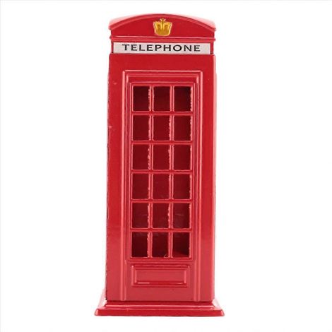 Tirelire cabine téléphonique londonienne en métal rouge, 140 x 60 x 60 mm (1/5)
