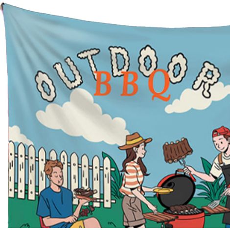 Camping-Hintergrund im Instagram-Stil, Camping-Wandteppich, dekorativer Outdoor-Stoff, Camping 3, 130x150cm (Upgrade für kurze Haare). (1/5)