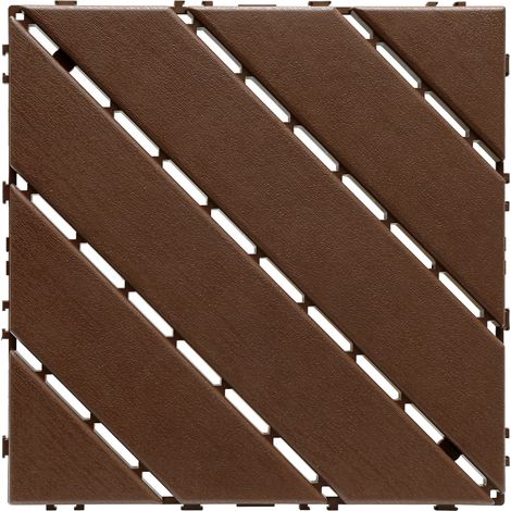 Jiubiaz 11x dalles de terrasse Dalles Carrées-panneaux d'épissure DIY-Pour terrasse- Plastique - 30x30cm -11 pièces/1 m²- Anthracite (1/4)