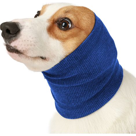 Set aus zwei Haustierhalsbändern, Größe M, blau, wärmender Kopfschutz für Hunde