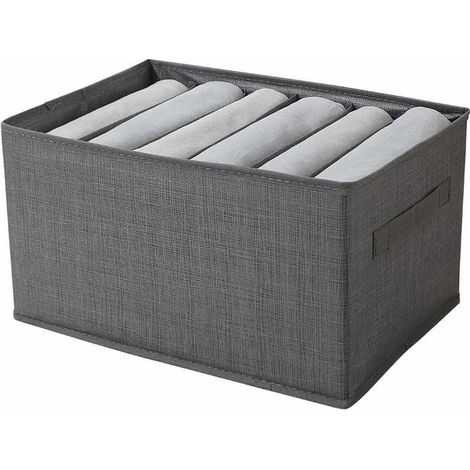 Scatola box pieghevole per pantaloni maglioni jeans 6 scomparti contenitore organizer salvaspazio per armadi 36x20x25 cm (1/5)