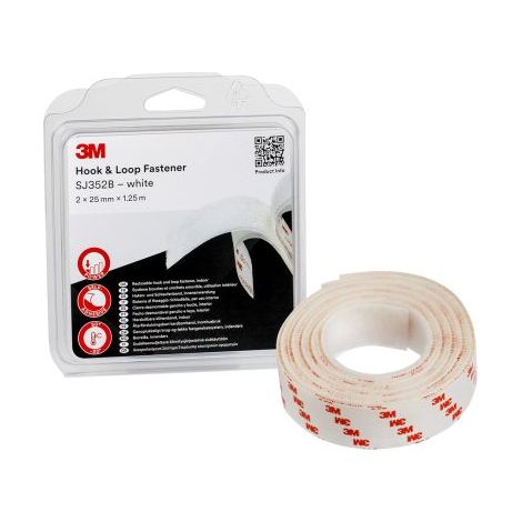 Ruban auto-agrippant 3M SJ352BP, 25mm x 1.25m, Blanc ( Prix pour 1 )