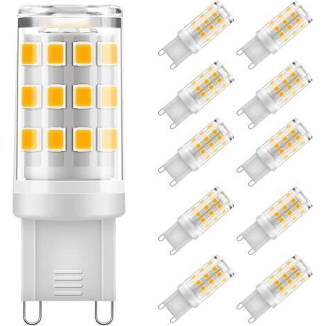 Ampoule G9 LED, 3W Equivalent 30W G9 Halogène, 300LM, Blanc Chaud 3000K, Sans Scintillement, AC 220V, NON-Dimmable, Lot de 10 [Classe énergétique F] (1/5)