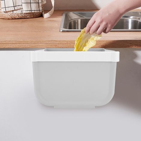 Poubelle murale pliable grise pour la maison, la cuisine et le bureau (1/5)