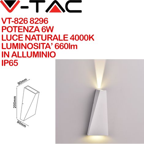 Applique Lampada LED da Muro Piramide 6W 4000K Carcassa Bianca Doppio Fascio Luminoso Up-Down IP65 SKU-8296 (1/5)