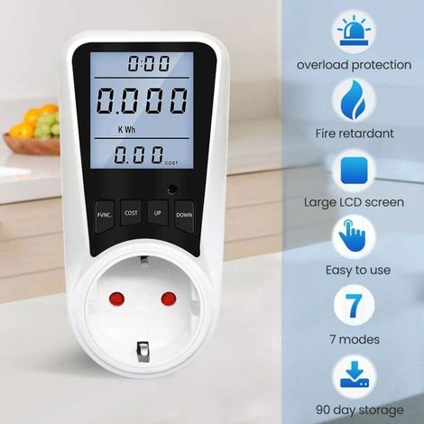 KAKET Compteur Numérique de Puissance 220V 110V, Mesure de la Consommation d'Énergie, Prise EU, Wattmètre Électrique pour la Puissance en Kilowatts
