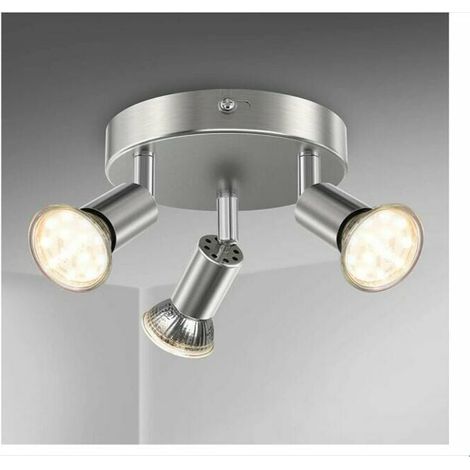 Plafonnier salle de bain LED éclairage lampe plafond sdb chrome 3 spots orientables IP44 GU10 Plafonnier de salle de bain (1/5)
