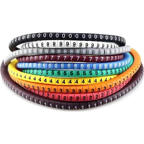 500 marqueurs de câbles EC 0, outils de marquage numérique couleur de 0 à 9, pour gaines isolantes de câbles de 1,5 mm²