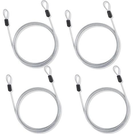 1,5 m x 2,5 mm Lot de 4 câbles de sécurité en acier inoxydable avec œillets de sécurité pour meubles de jardin, vélo (1/5)