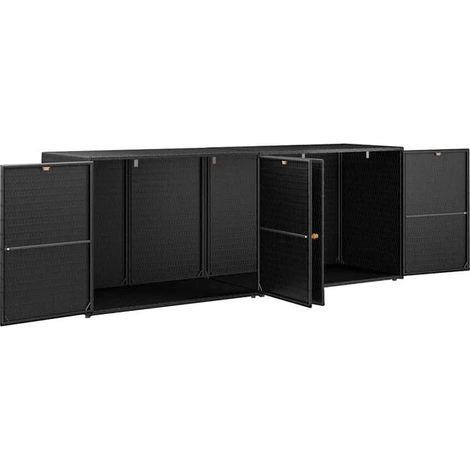 Armoire de Rangement Extérieure en Résine Tressée, 198x55,5x80 cm, Meuble de Jardin Imperméable et Durable avec Étagères, Noir (1/5)