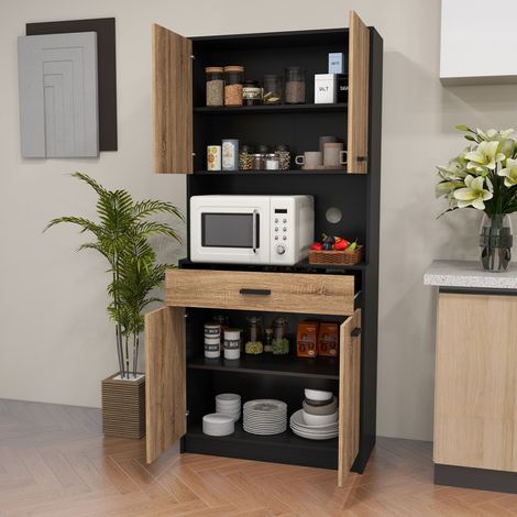 Küchenschrank/Sideboard/Aufbewahrungsmöbel, 2 Schränke, 4 Türen, 1 Schublade, Kabelmanagement, 80 B x 40 T x 180 H cm
