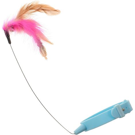 Adjustable Cat Collar with Interactive Silicone and Artificial Feather Toy, Blue, for Stress Relief and Indoor Entertainment (1/5)